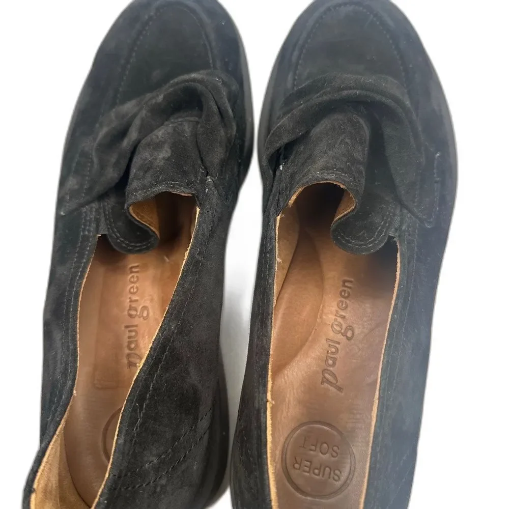 Paul Green Womens Loafers US 9.5 Bow Slip On Minimalist Classic Chic Black Sadie